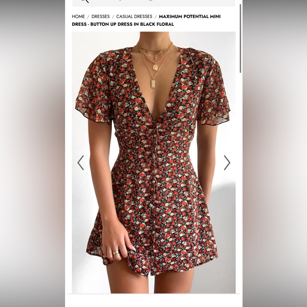 Showpo Red Floral Mini Dress